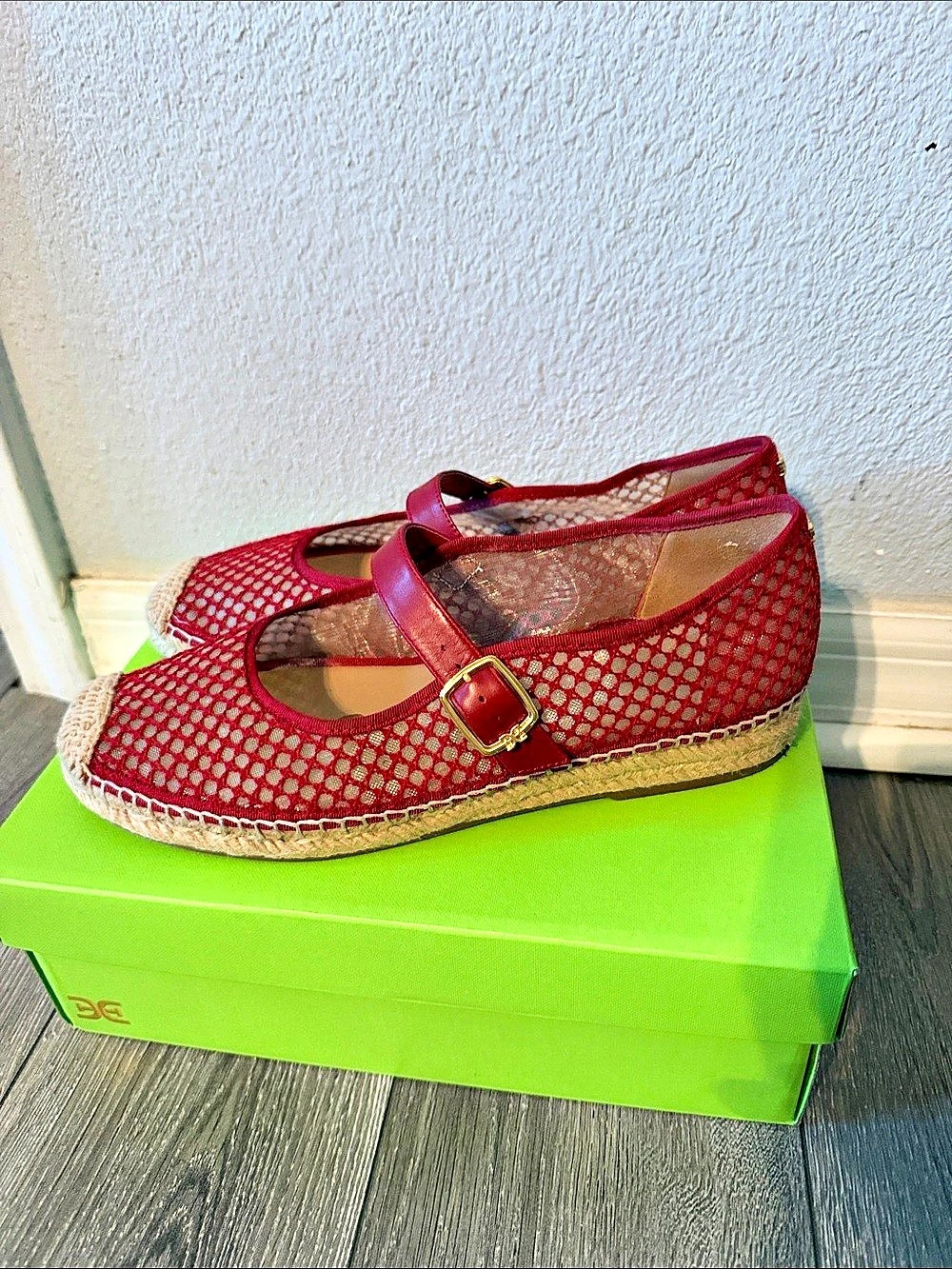 Sam Edelman Mackie Mesh Espadrille Flat Red & Beige US 11 M